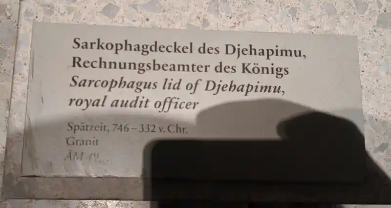 Sarcophagus lid of Djehapimu, royal audit officer, Late Period, 746-332 BC Granite